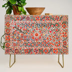 Bokhara Suzani  Antique Uzbekistan Floral Rug Print Credenza Gallery Image 1