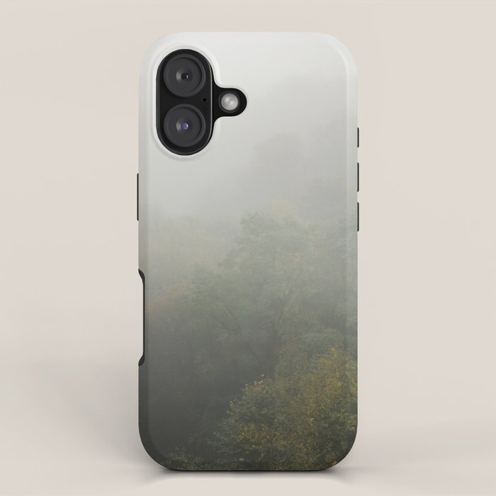 Belgium Misty Forest Scene | Atmospheric Nature Photography iPhone Case Gallery Image 1