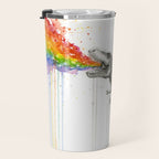 T-Rex Dinosaur Rainbow Puke Taste the Rainbow Watercolor Travel Mug Gallery Image 3