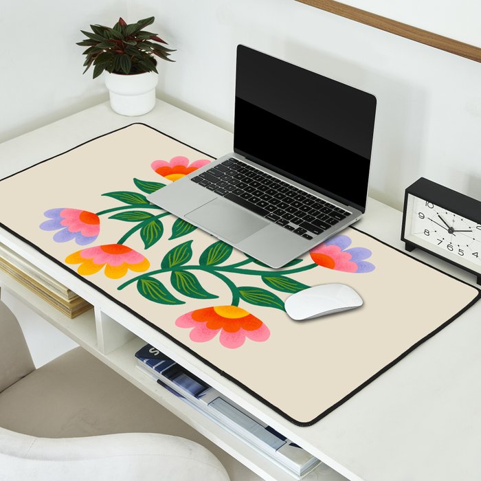 Symmetrical Flowers 1 Desk Mat Gallery Image 2