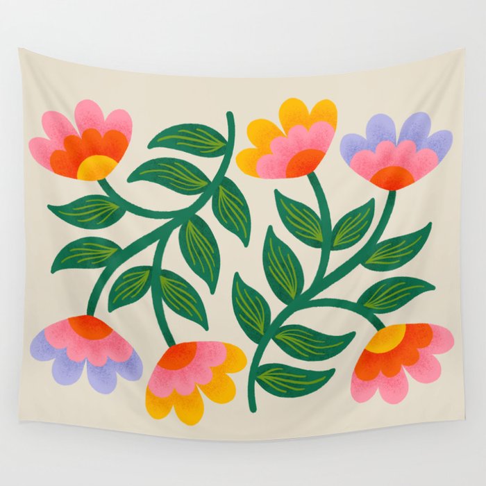 Symmetrical Flowers 1 Wall Tapestry Gallery Image 4