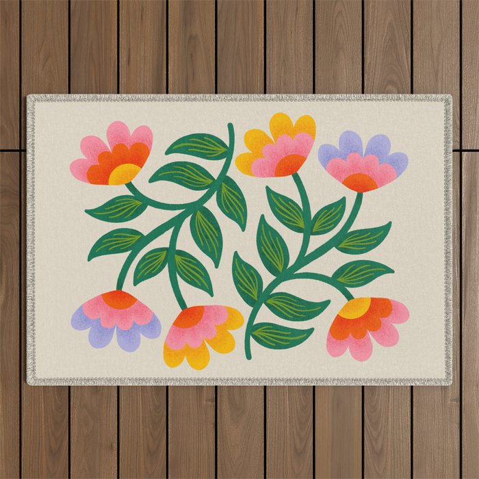 Symmetrical Flowers 1 Outdoor Rug Gallery Image 1