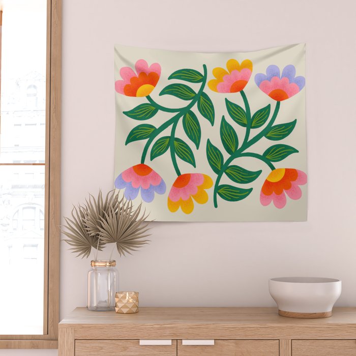 Symmetrical Flowers 1 Wall Tapestry Gallery Image 2