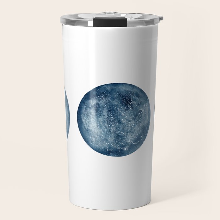 Blue Moon Phases Watercolor Travel Mug Gallery Image 1