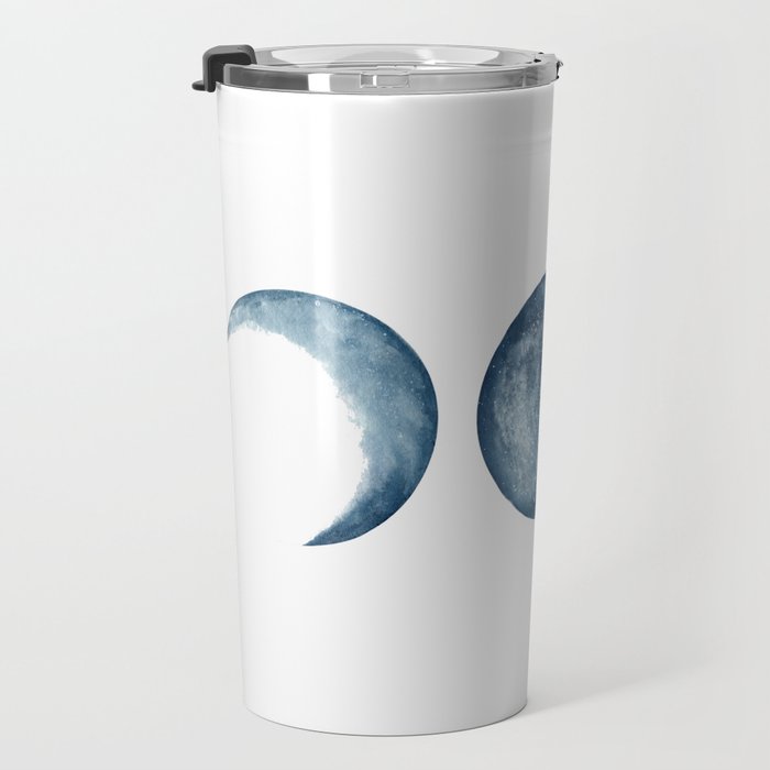 Blue Moon Phases Watercolor Travel Mug Gallery Image 3