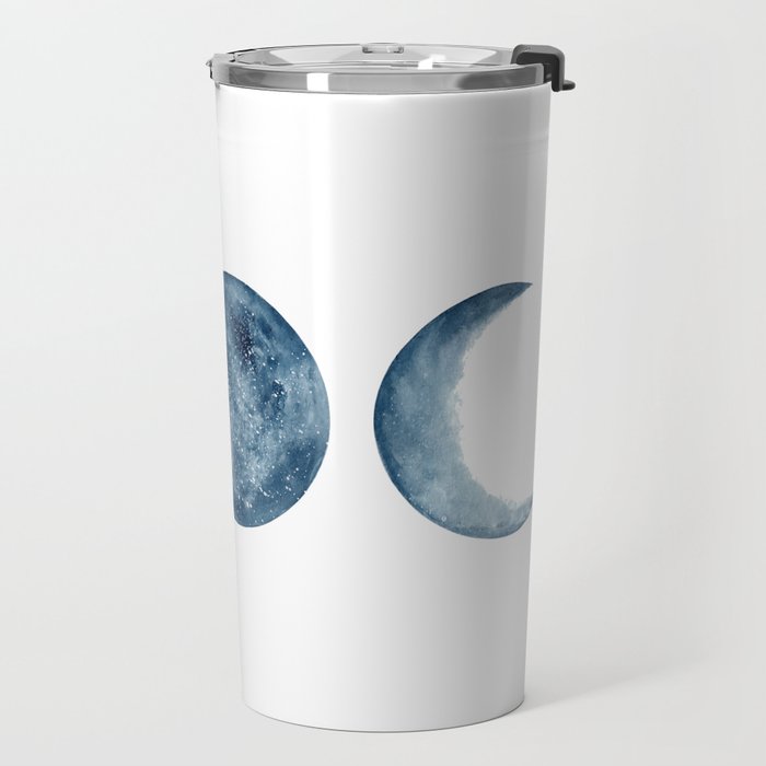 Blue Moon Phases Watercolor Travel Mug Gallery Image 2