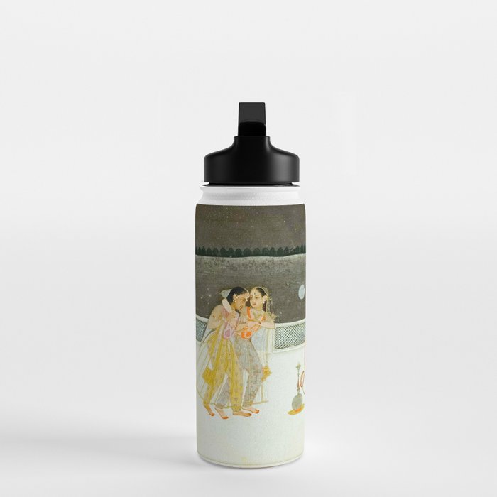seduction scene on a terrace by moonlight Indian Miniature Painting Water Bottle Gallery Image 3