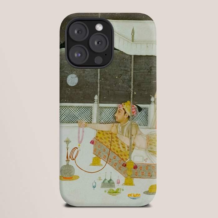 seduction scene on a terrace by moonlight Indian Miniature Painting iPhone Case Gallery Image 20