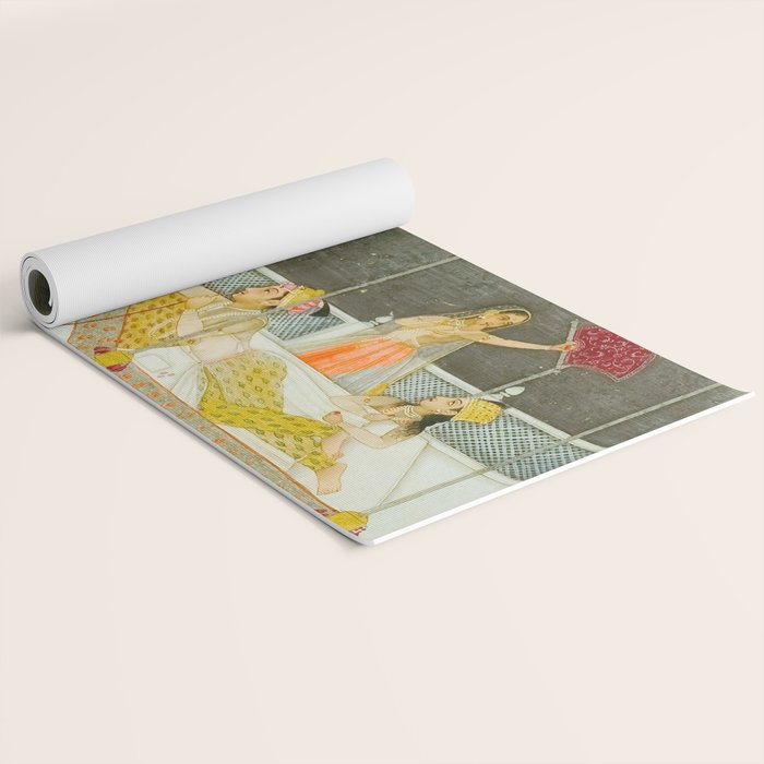 seduction scene on a terrace by moonlight Indian Miniature Painting Yoga Mat Gallery Image 2