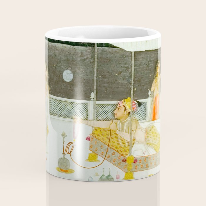 seduction scene on a terrace by moonlight Indian Miniature Painting Coffee Mug Gallery Image 4