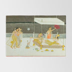 seduction scene on a terrace by moonlight Indian Miniature Painting Rug Gallery Image 2