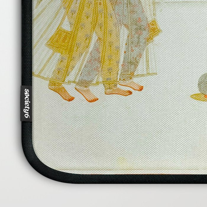 seduction scene on a terrace by moonlight Indian Miniature Painting Laptop Sleeve Gallery Image 3