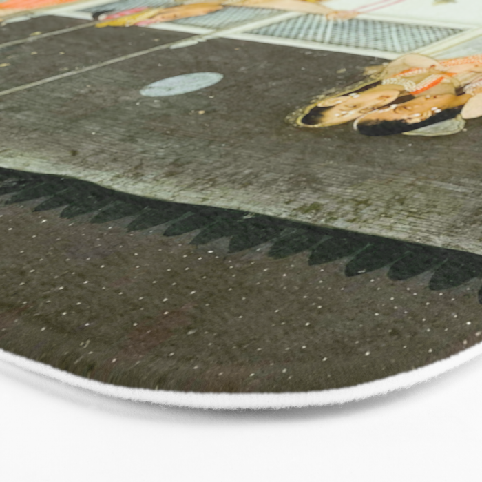 seduction scene on a terrace by moonlight Indian Miniature Painting Bath Mat Gallery Image 3