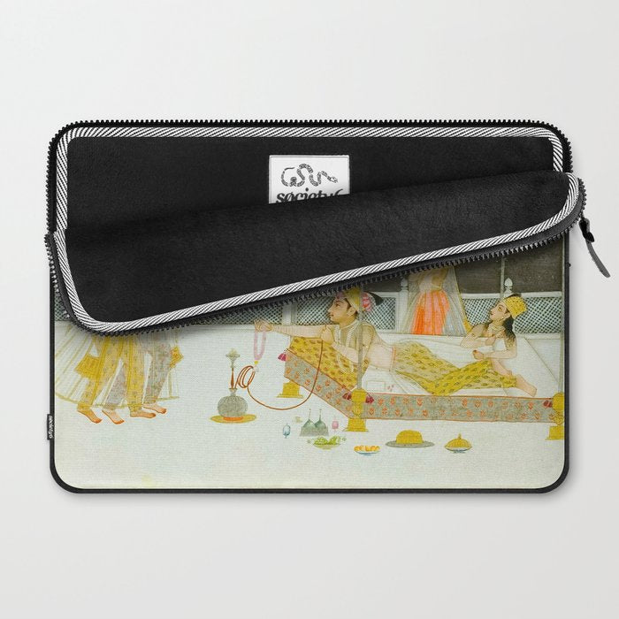 seduction scene on a terrace by moonlight Indian Miniature Painting Laptop Sleeve Gallery Image 2