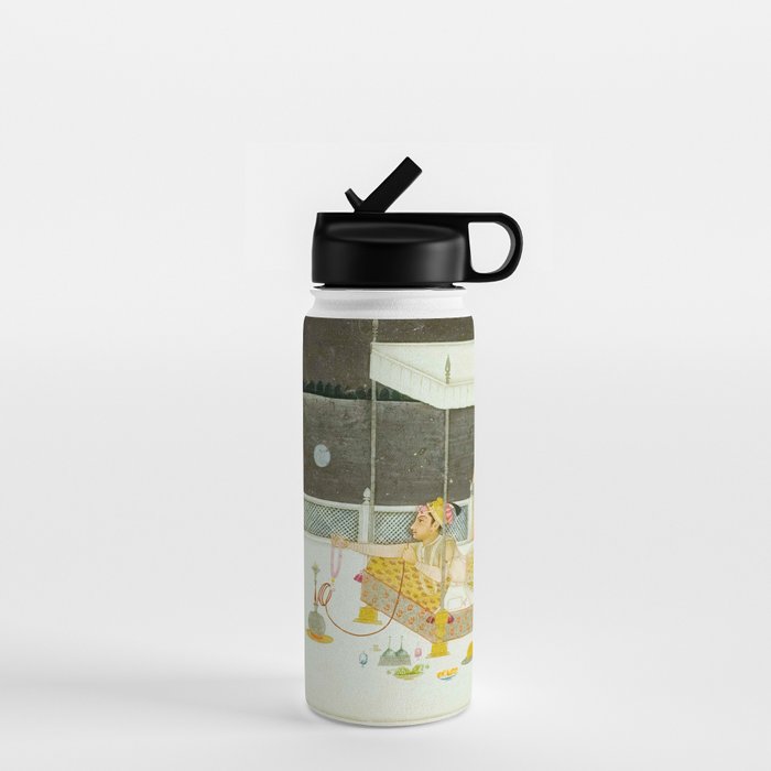 seduction scene on a terrace by moonlight Indian Miniature Painting Water Bottle Gallery Image 1