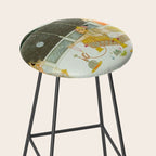 seduction scene on a terrace by moonlight Indian Miniature Painting Stool Gallery Image 2