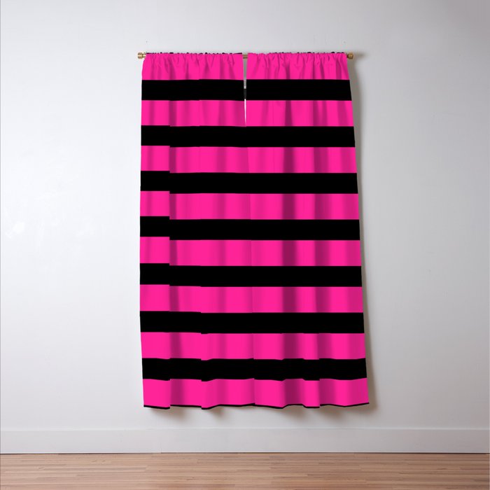 Hot Pink & Black Stripe Window Curtain Gallery Image 3