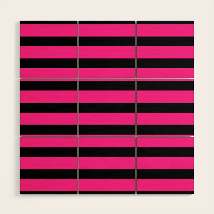 Hot Pink & Black Stripe Wood Wall Art Gallery Image 1