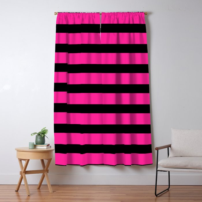 Hot Pink & Black Stripe Window Curtain Gallery Image 5