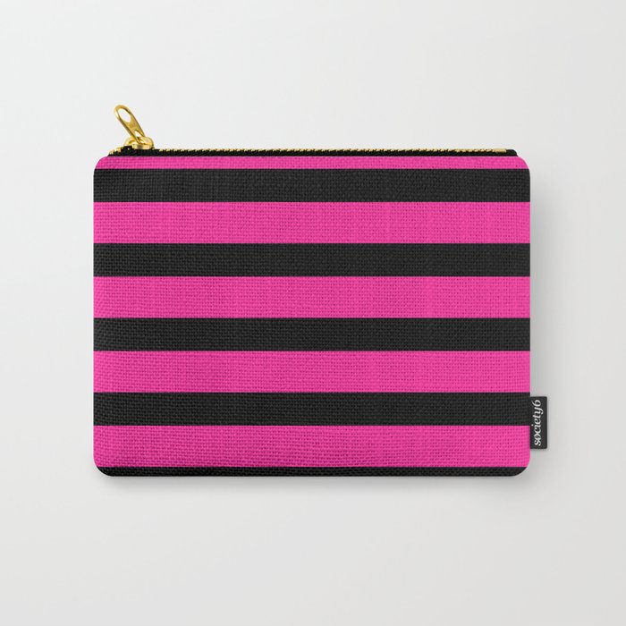 Hot Pink & Black Stripe Carry All Pouch Gallery Image 1