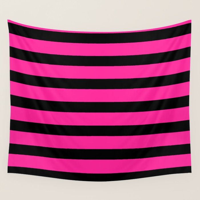 Hot Pink & Black Stripe Wall Tapestry Gallery Image 1