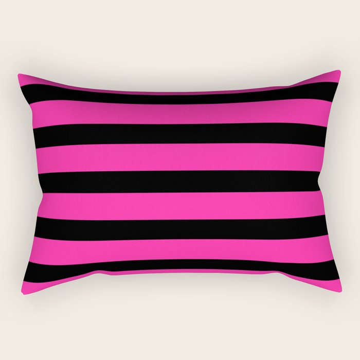 Hot Pink & Black Stripe Rectangular Pillow Gallery Image 1