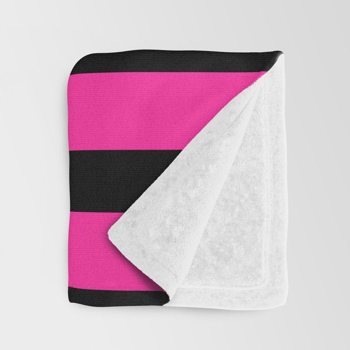 Hot Pink & Black Stripe Throw Blanket Gallery Image 3