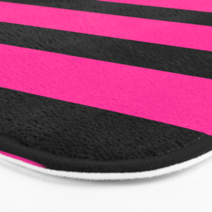 Hot Pink & Black Stripe Bath Mat Gallery Image 3
