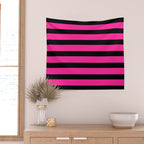 Hot Pink & Black Stripe Wall Tapestry Gallery Image 2