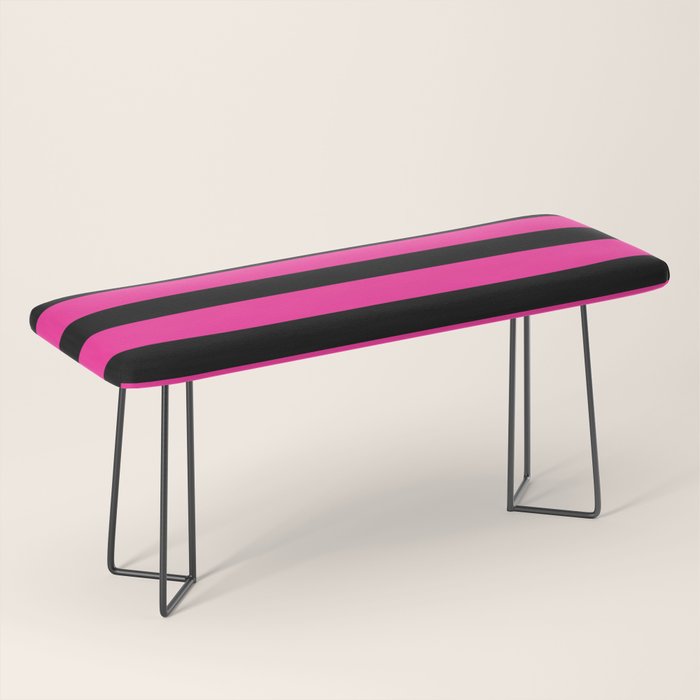 Hot Pink & Black Stripe Bench Gallery Image 1