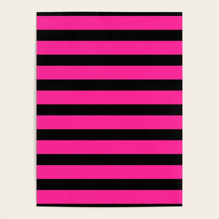 Hot Pink & Black Stripe Poster Gallery Image 4