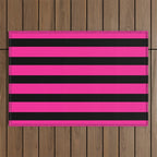 Hot Pink & Black Stripe Outdoor Rug Gallery Image 1