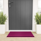 Hot Pink & Black Stripe Welcome Mat Gallery Image 3