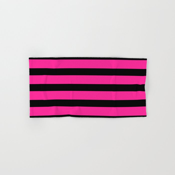 Hot Pink & Black Stripe Bath Towel Gallery Image 1