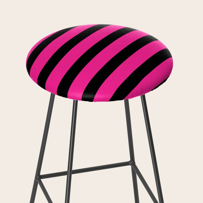 Hot Pink & Black Stripe Stool Gallery Image 2