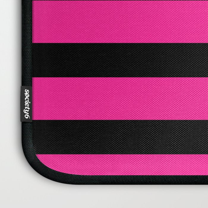 Hot Pink & Black Stripe Laptop Sleeve Gallery Image 3
