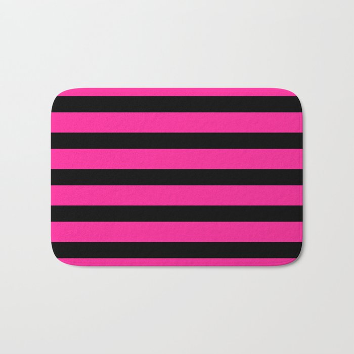 Hot Pink & Black Stripe Bath Mat Gallery Image 1