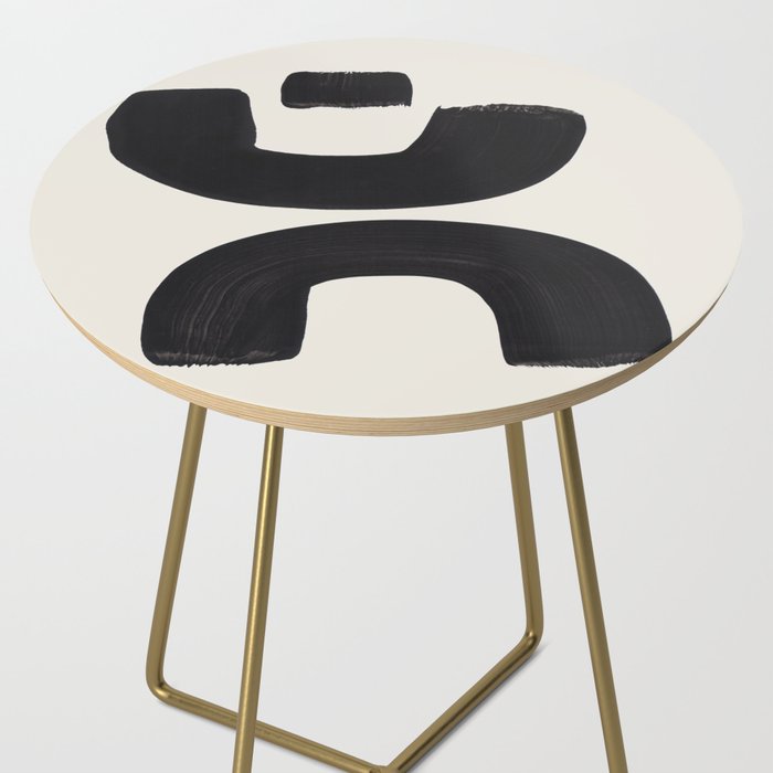 Mid Century Modern Minimalist Abstract Art Brush Strokes Black & White Ink Art Tribal Marking Side Table Gallery Image 2