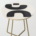 Mid Century Modern Minimalist Abstract Art Brush Strokes Black & White Ink Art Tribal Marking Side Table Gallery Image 2