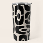 Mid Century Modern Cosmic Abstract 363 Black and Linen White Travel Mug Gallery Image 1