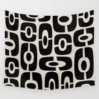 Mid Century Modern Cosmic Abstract 363 Black and Linen White Wall Tapestry Gallery Image 4