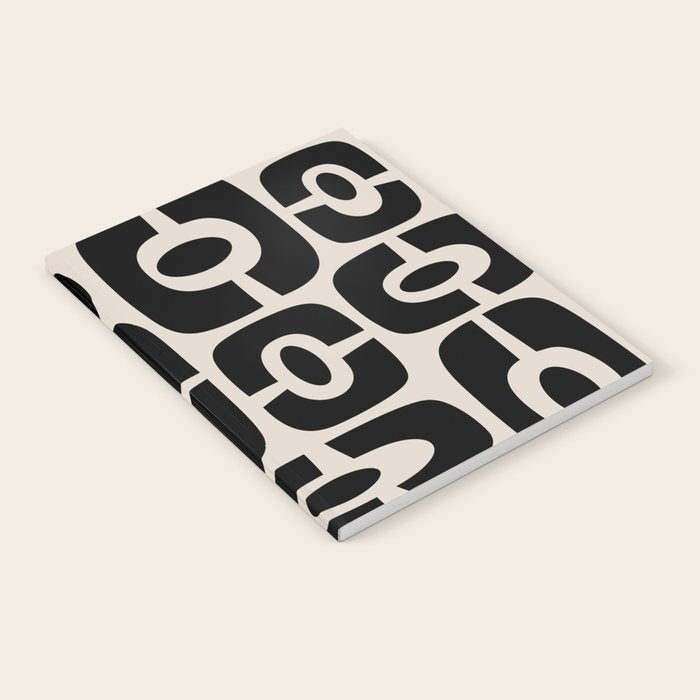 Mid Century Modern Cosmic Abstract 363 Black and Linen White Notebook Gallery Image 2