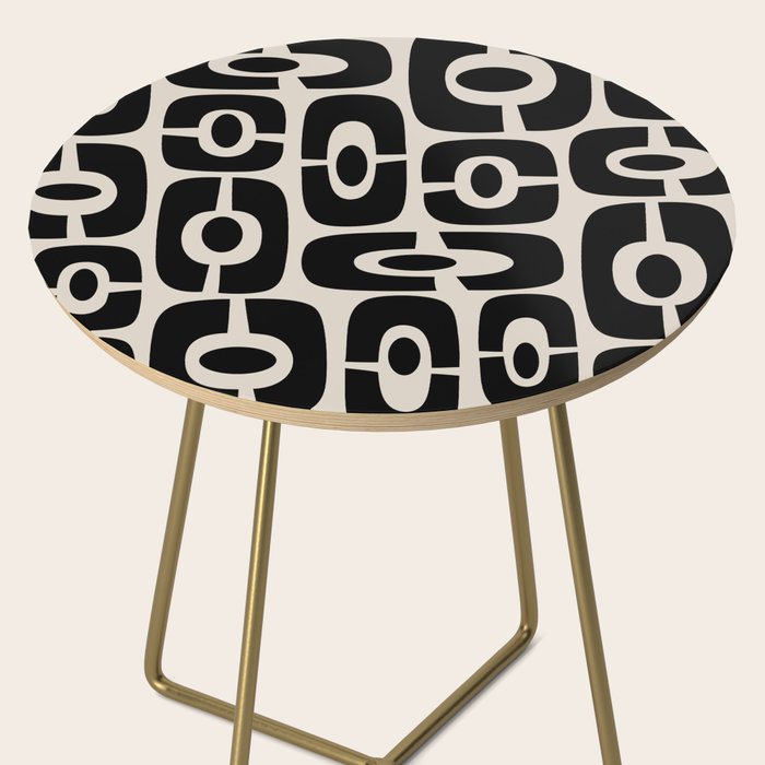 Mid Century Modern Cosmic Abstract 363 Black and Linen White Side Table Gallery Image 2