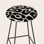 Mid Century Modern Cosmic Abstract 363 Black and Linen White Stool Gallery Image 2