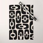 Mid Century Modern Cosmic Abstract 363 Black and Linen White Wrapping Paper Gallery Image 1