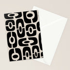 Mid Century Modern Cosmic Abstract 363 Black and Linen White Stationery Card Gallery Image 2