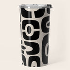 Mid Century Modern Cosmic Abstract 363 Black and Linen White Travel Mug Gallery Image 2