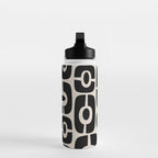 Mid Century Modern Cosmic Abstract 363 Black and Linen White Water Bottle Gallery Image 3