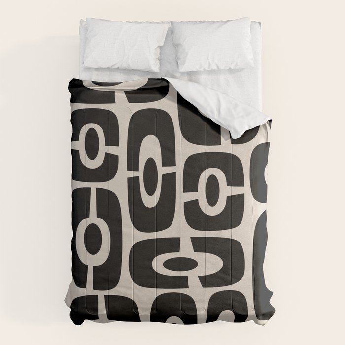 Mid Century Modern Cosmic Abstract 363 Black and Linen White Comforter Gallery Image 6