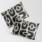 Mid Century Modern Cosmic Abstract 363 Black and Linen White Pillow Sham Gallery Image 3